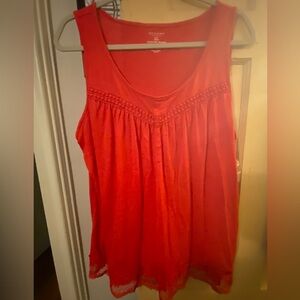 Red tank top with crochet details
